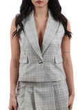 I AM DRSS-FNTSY Gilet a quadri beige
