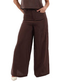 I AM FSHN-WY Pantalone gamba ampia CAFFE