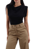 I AM LL-STYL T-shirt basic con spalline nero