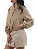 I AM LL-STYL Giubbino bomber in ecosuede cammello
