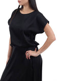 I AM LL-STYL Blusa maniche corte effetto raso nero