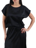 I AM LL-STYL Blusa maniche corte effetto raso nero
