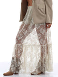 I AM R-CMPN Gonna lunga con pizzo e balze beige