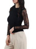 I AM W&H T-shirt con maniche in pizzo nero