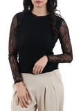 I AM W&H T-shirt con maniche in pizzo nero