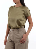 I AM WLF Blusa effetto satin verde