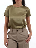 I AM WLF Blusa effetto satin verde