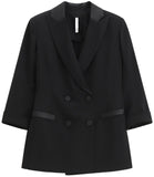IMPERIAL D Giacca doppiopetto con inserti in raso nero