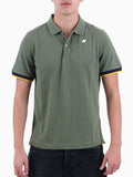 K-WAY U Polo Vincent piquet profili contrasto verde chiaro