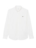 LACOSTE U Camicia regular fit in popeline elasticizzato bianco