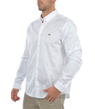 LACOSTE U Camicia basic con logo coccodrillo bianco