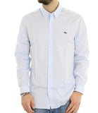 LACOSTE U Camicia in cotone regular fit cielo