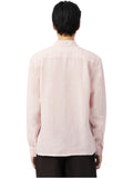 LACOSTE U Camicia regular fit lino a righe B.CO/ROSA