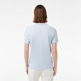 LACOSTE U T-shirt con profili contrasto celeste