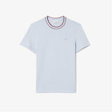 LACOSTE U T-shirt con profili contrasto celeste