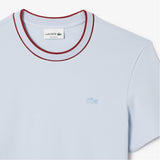 LACOSTE U T-shirt con profili contrasto celeste