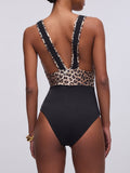 LIU JO BEACHWEAR Costume intero con inserti leopard nero