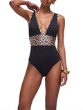 LIU JO BEACHWEAR Costume intero con inserti leopard nero