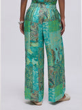 LIU JO BEACHWEAR Pantaloni wide leg fantasia cachemire verde chiaro