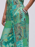 LIU JO BEACHWEAR Pantaloni wide leg fantasia cachemire verde chiaro