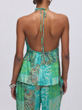 LIU JO BEACHWEAR Top fantasia verde chiaro