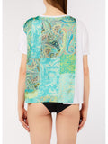 LIU JO BEACHWEAR T-shirt con inserti bandana sul retro e logo BIANCO MLT