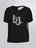 LIU JO BEACHWEAR T-shirt nero e leopard nero