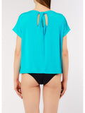 LIU JO BEACHWEAR T-shirt a v con applicazioni celeste