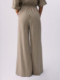 LIU JO BLACK Pantalone lungo palazzo a righe VERDE/MARRONE
