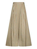 LIU JO BLACK Pantalone lungo palazzo a righe VERDE/MARRONE
