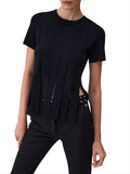 LIU JO BLACK Maglia con frange nero