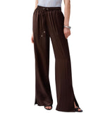 LIU JO BLACK Pantalone con laccio palazzo CIOCCOLATO