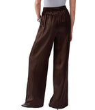 LIU JO BLACK Pantalone con laccio palazzo CIOCCOLATO