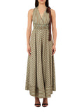 LIU JO BLACK Abito lungo a righe VERDE/MARRONE
