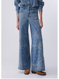 LIU JO BLUE DENIM Jeans wide leg con ricami DENIM