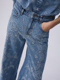 LIU JO BLUE DENIM Jeans wide leg con ricami DENIM