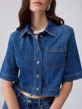 LIU JO BLUE DENIM Camicia in denim cropped DENIM