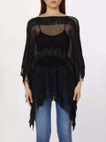 LIU JO SOFT ACC1 Poncho traforato con frange nero