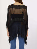 LIU JO SOFT ACC1 Poncho traforato con frange nero
