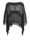 Poncho traforato con frange
