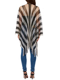 LIU JO SOFT ACC1 Stola a righe con lurex B.CO NERO