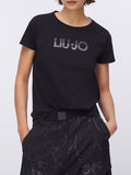 LIU JO SPORT T-shirt girocollo macrologo nero