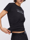 LIU JO SPORT T-shirt girocollo macrologo nero