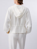 LIU JO SPORT Felpa zip sportiva con coulisse latte