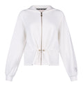 LIU JO SPORT Felpa zip sportiva con coulisse latte