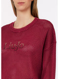 LIU JO SPORT Maglia traforata logo rosso