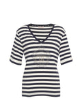 LIU JO SPORT T-shirt a v a righe B.CO/BLU