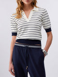 LIU JO SPORT Polo a righe mezza manica B.CO/BLU