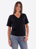 LIU JO SPORT T-shirt scollo V con strass nero