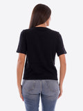 LIU JO SPORT T-shirt scollo V con strass nero